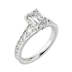 Load image into Gallery viewer, IRIS BOLD EMERALD CUT MOISSANITE ENGAGEMENT RING