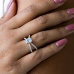 Load image into Gallery viewer, DEMI ACCENTED OVAL CUT MOISSANITE ENGAGEMENT RING