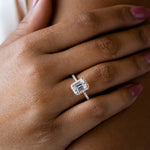 Load image into Gallery viewer, HELM EMERALD CUT MOISSANITE ENGAGEMENT RING