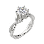 Load image into Gallery viewer, CHIC ACCENTED ROUND CUT MOISSANITE ENGAGEMENT RING