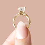 Load image into Gallery viewer, CHIC ACCENTED CUSHION CUT MOISSANITE ENGAGEMENT RING