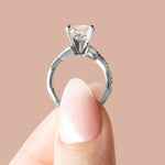 Load image into Gallery viewer, CHIC ACCENTED CUSHION CUT MOISSANITE ENGAGEMENT RING