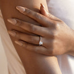 Load image into Gallery viewer, CHIC ACCENTED EMERALD CUT MOISSANITE ENGAGEMENT RING