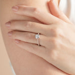 Load image into Gallery viewer, EAVE ACCENTED ASSCHER CUT MOISSANITE ENGAGEMENT RING