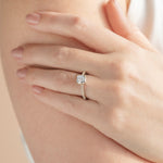 Load image into Gallery viewer, EAVE ACCENTED ASSCHER CUT MOISSANITE ENGAGEMENT RING