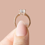 Load image into Gallery viewer, EAVE ACCENTED CUSHION CUT MOISSANITE ENGAGEMENT RING