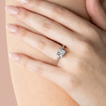 Load image into Gallery viewer, EAVE ACCENTED CUSHION CUT MOISSANITE ENGAGEMENT RING