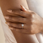 Load image into Gallery viewer, EAVE ACCENTED PRINCESS CUT MOISSANITE ENGAGEMENT RING
