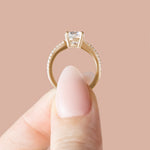 Load image into Gallery viewer, EAVE ACCENTED ROUND CUT MOISSANITE ENGAGEMENT RING