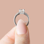 Load image into Gallery viewer, EAVE ACCENTED ROUND CUT MOISSANITE ENGAGEMENT RING