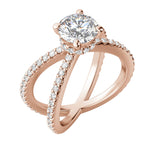 Load image into Gallery viewer, DEMI ACCENTED ROUND CUT MOISSANITE ENGAGEMENT RING