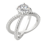 Load image into Gallery viewer, DEMI ACCENTED ROUND CUT MOISSANITE ENGAGEMENT RING