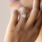 Load image into Gallery viewer, DEMI ACCENTED ROUND CUT MOISSANITE ENGAGEMENT RING
