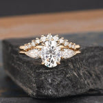 Load image into Gallery viewer, 2CT OVAL CUT PEAR SHAPED THREE STONE MOISSANITE BRIDAL SET RING