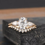 Load image into Gallery viewer, 2CT OVAL CUT PEAR SHAPED THREE STONE MOISSANITE BRIDAL SET RING