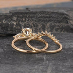 Load image into Gallery viewer, 2CT OVAL CUT PEAR SHAPED THREE STONE MOISSANITE BRIDAL SET RING