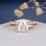 Load image into Gallery viewer, 2CT PEAR SHAPED STACKING MINIMALIST YELLOW GOLD SOLITAIRE 2PCS MOISSANITE ENGAGEMENT RING