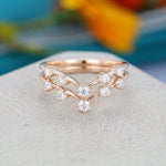 Load image into Gallery viewer, 2PCS ROSE GOLD CURVED WEDDING BRIDAL STACKING MOISSANITE ETERNITY BAND