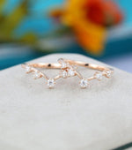 Load image into Gallery viewer, 2PCS ROSE GOLD CURVED WEDDING BRIDAL STACKING MOISSANITE ETERNITY BAND