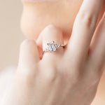 Load image into Gallery viewer, LILY CLASSIC EMERALD CUT MOISSANITE ENGAGEMENT RING
