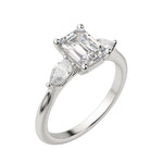 Load image into Gallery viewer, LILY CLASSIC EMERALD CUT MOISSANITE ENGAGEMENT RING