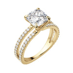 Load image into Gallery viewer, DUET ACCENTED CUSHION CUT MOISSANITE ENGAGEMENT RING
