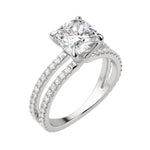 Load image into Gallery viewer, DUET ACCENTED CUSHION CUT MOISSANITE ENGAGEMENT RING