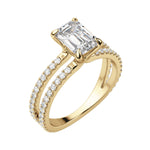 Load image into Gallery viewer, DUET ACCENTED EMERALD CUT MOISSANITE ENGAGEMENT RING