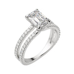 Load image into Gallery viewer, DUET ACCENTED EMERALD CUT MOISSANITE ENGAGEMENT RING