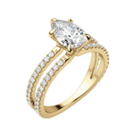 Load image into Gallery viewer, DUET ACCENTED PEAR CUT MOISSANITE ENGAGEMENT RING