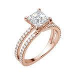 Load image into Gallery viewer, DUET ACCENTED PRINCESS CUT MOISSANITE ENGAGEMENT RING
