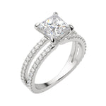 Load image into Gallery viewer, DUET ACCENTED PRINCESS CUT MOISSANITE ENGAGEMENT RING