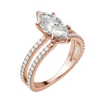 Load image into Gallery viewer, DUET ACCENTED MARQUISE CUT MOISSANITE ENGAGEMENT RING