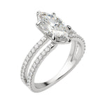 Load image into Gallery viewer, DUET ACCENTED MARQUISE CUT MOISSANITE ENGAGEMENT RING