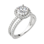 Load image into Gallery viewer, DUET HALO ROUND CUT MOISSANITE ENGAGEMENT RING