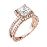 Load image into Gallery viewer, DUET HALO PRINCESS CUT MOISSANITE ENGAGEMENT RING