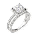 Load image into Gallery viewer, DUET HALO PRINCESS CUT MOISSANITE ENGAGEMENT RING