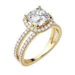Load image into Gallery viewer, DUET HALO CUSHION CUT MOISSANITE ENGAGEMENT RING