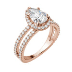 Load image into Gallery viewer, DUET HALO PEAR CUT MOISSANITE ENGAGEMENT RING