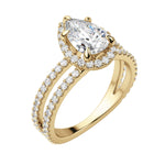 Load image into Gallery viewer, DUET HALO PEAR CUT MOISSANITE ENGAGEMENT RING