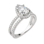 Load image into Gallery viewer, DUET HALO PEAR CUT MOISSANITE ENGAGEMENT RING