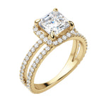 Load image into Gallery viewer, DUET HALO ASSCHER CUT MOISSANITE ENGAGEMENT RING