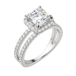Load image into Gallery viewer, DUET HALO ASSCHER CUT MOISSANITE ENGAGEMENT RING
