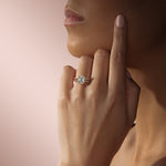 Load image into Gallery viewer, DUET HALO RADIANT CUT MOISSANITE ENGAGEMENT RING
