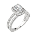 Load image into Gallery viewer, DUET HALO RADIANT CUT MOISSANITE ENGAGEMENT RING