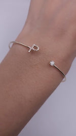 Load image into Gallery viewer, OPEN STYLE CUSTOM LETTER MOISSANITE GOLD BRACELET