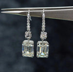 Load image into Gallery viewer, 5.00 TCW EMERALD CUT MOISSANITE BANGLE DROP EARRING