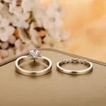 Load image into Gallery viewer, 7.50MM ROUND CUT SOLID WHITE GOLD SOLITAIRE ANNIVERSARY MOISSANITE ENGAGEMENT RING BRIDAL SET