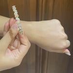 Load image into Gallery viewer, 14K SOLID GOLD PEAR AND MARQUISE SHAPED DIAMOND CUFF BRACELET