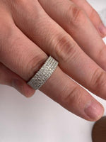Load image into Gallery viewer, 7MM STYLISH MEN’S PAVE SPARKLING ICED OUT 5ROW ROUND CUT MOISSANITE DIAMOND BAND